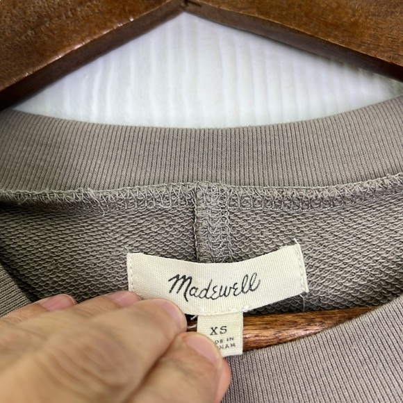 Madewell - Light Grey Crewneck Rolled Hem Crop Long Sleeve Sweatshirt Size XS - Picture 7 of 10